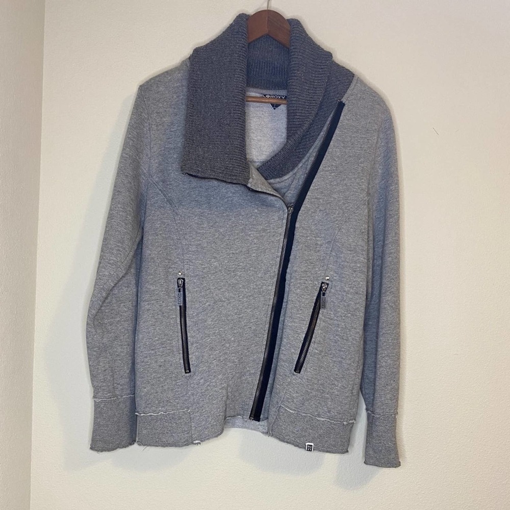 ROXY zip up cowl neck jacket size L
